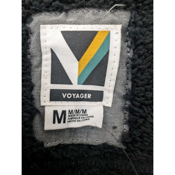 Voyager Jacket Men's Medium Red and Black Plaid Sherpa Fleece Snap Button Up - Picture 13 of 16